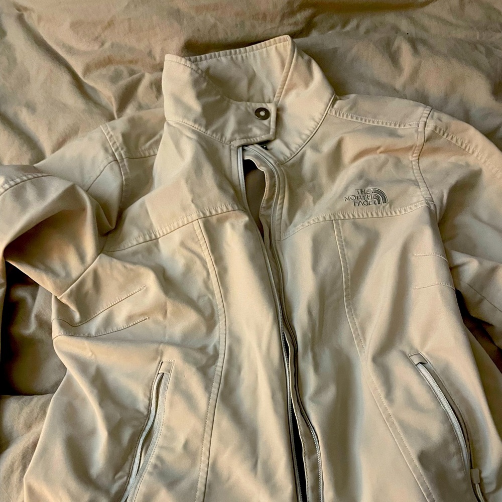 North face light cream jacket large womens
